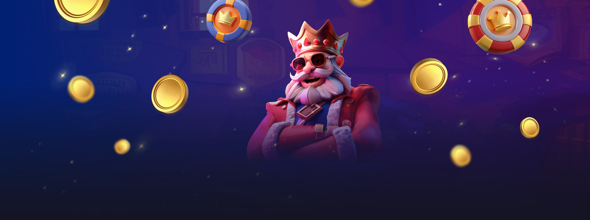 Spin Rise Casino VIP Club king mascot with coins